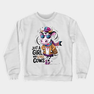 In this vibrant and whimsical 4k vector illustration, a delightful cow character exudes infectious charm(1) Crewneck Sweatshirt